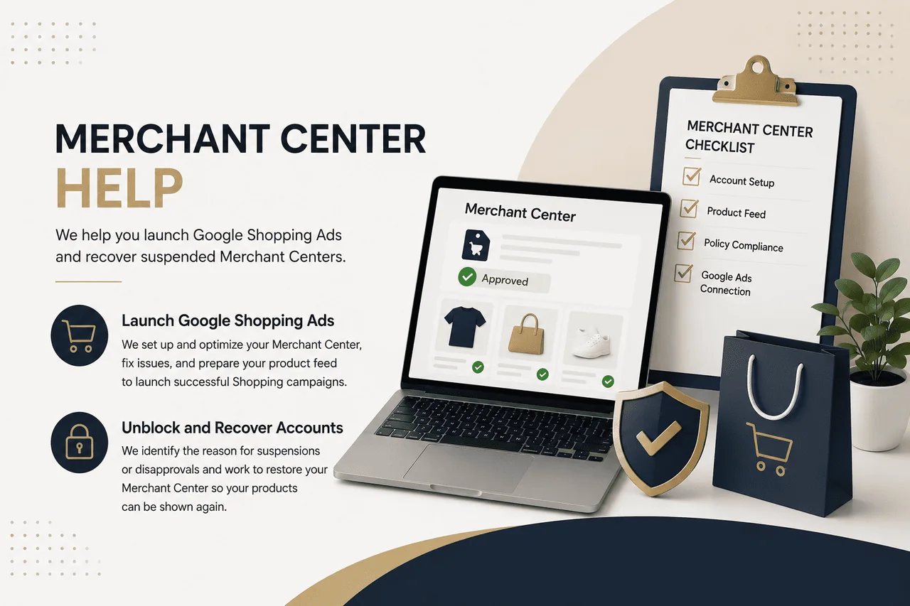 Google Merchant Center help — account setup, product feed and suspension recovery